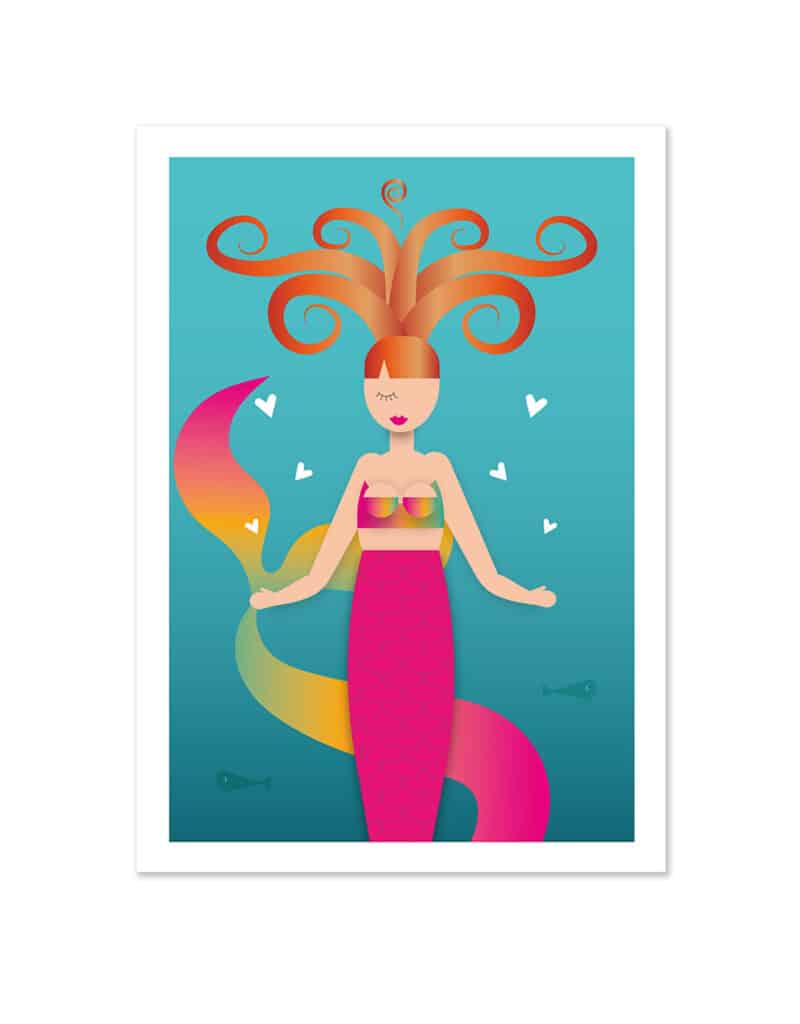 Postkaart van een zeemeermin